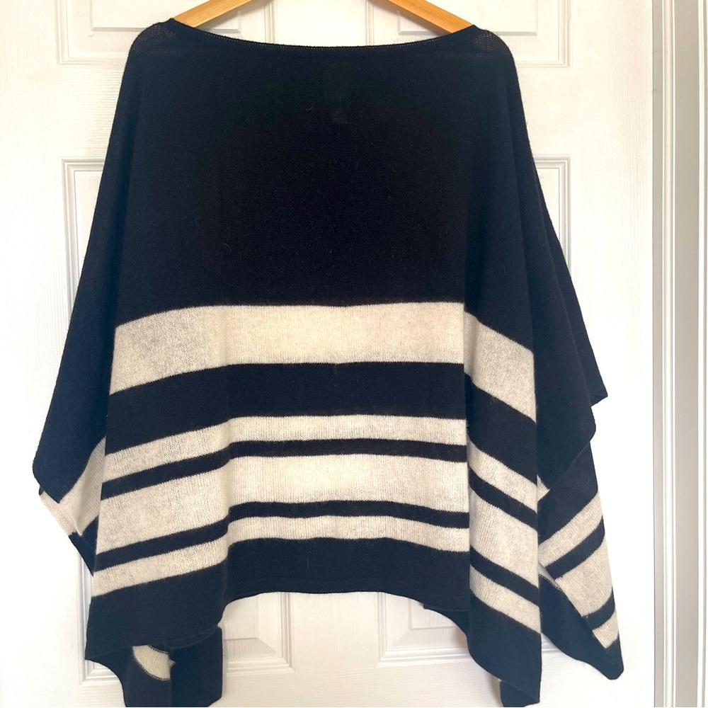 J. Crew Black and White Striped Poncho